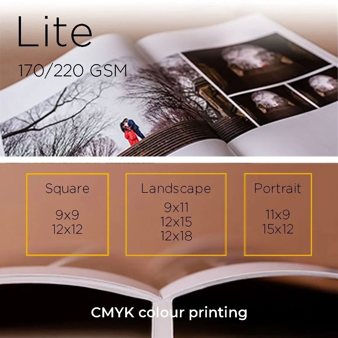 Lite photo book, 170/220 GSM, with available sizes