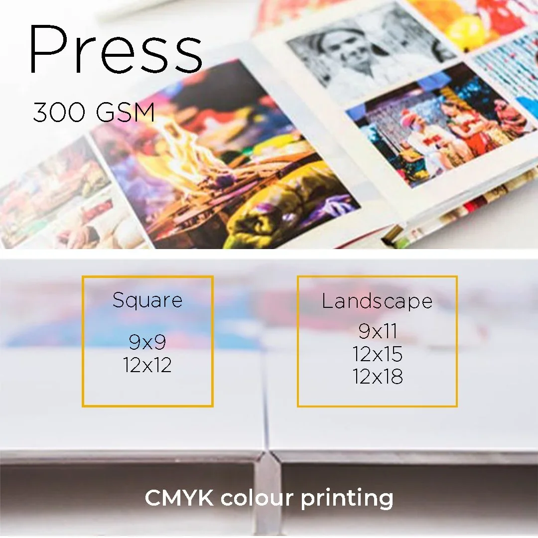 Press photo book, 300 GSM, with available sizes
