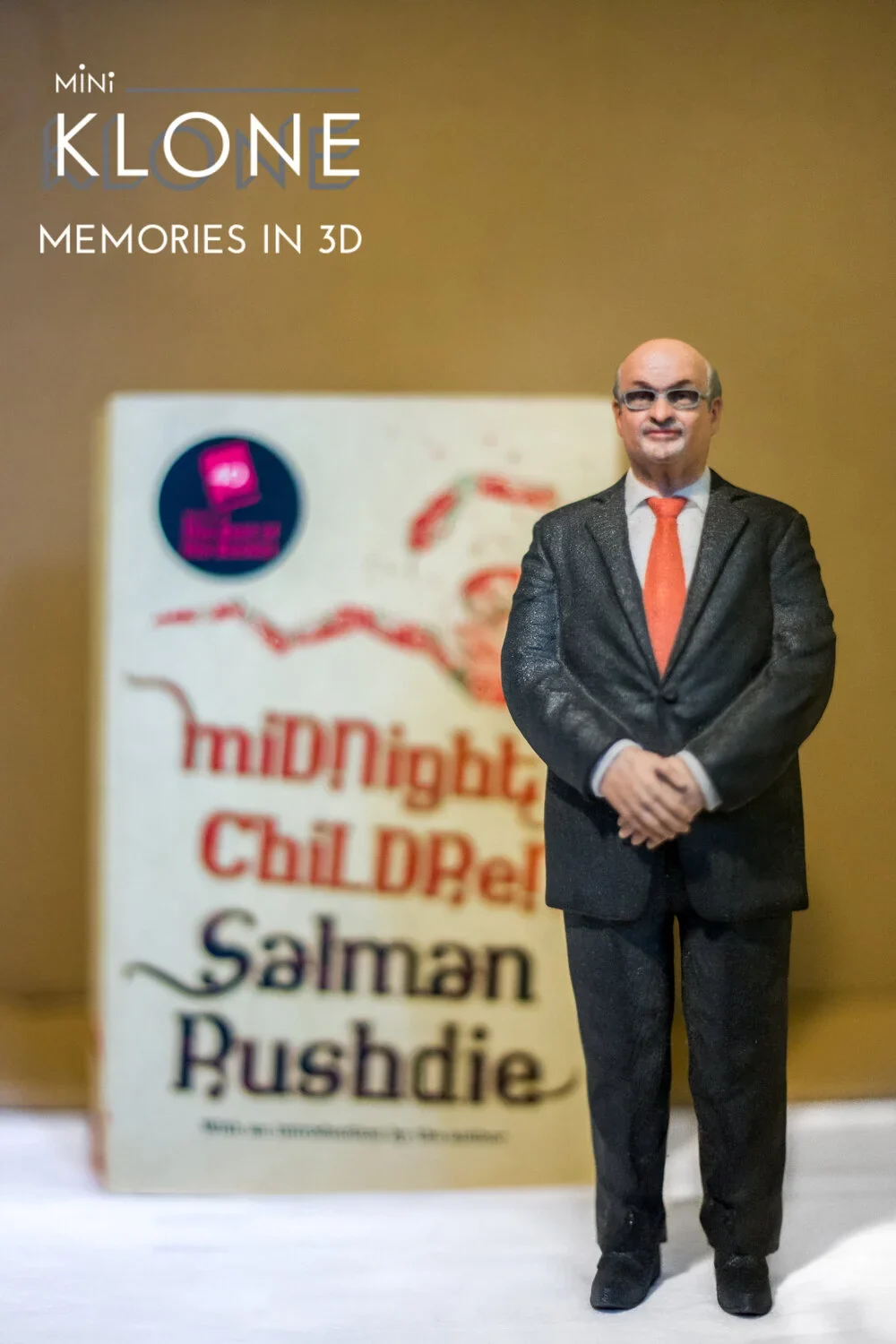 Mini Klone figurine of Salman Rushdie with Midnight's Children